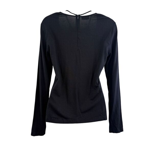 Akris Punto Knit Top Size 10 Cotton Mock Neck Black Pullover Back Zip - Picture 9 of 16